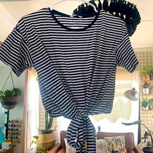Zara striped crop top with tie